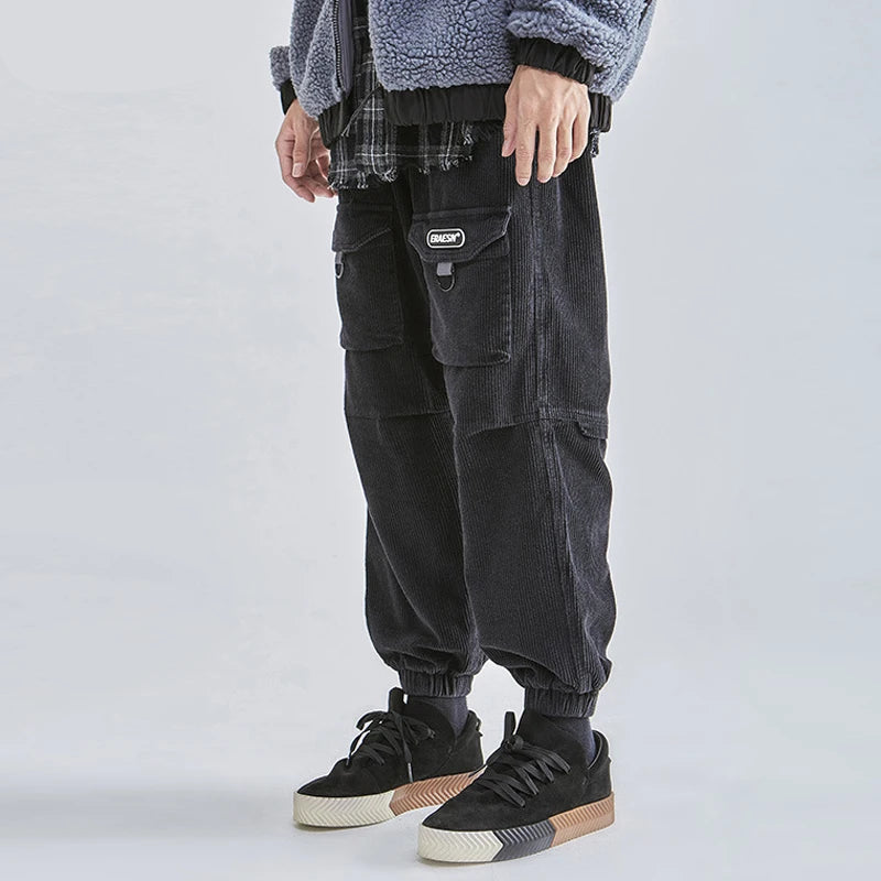 Autumn And Winter Corduroy Trend Plush Thickened Loose Legged Casual Cargo Pants