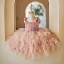 Baby Girls Princess Beading Evening Dress Children Bow Wedding Ball Gown Kids Luxury Infant Dresses