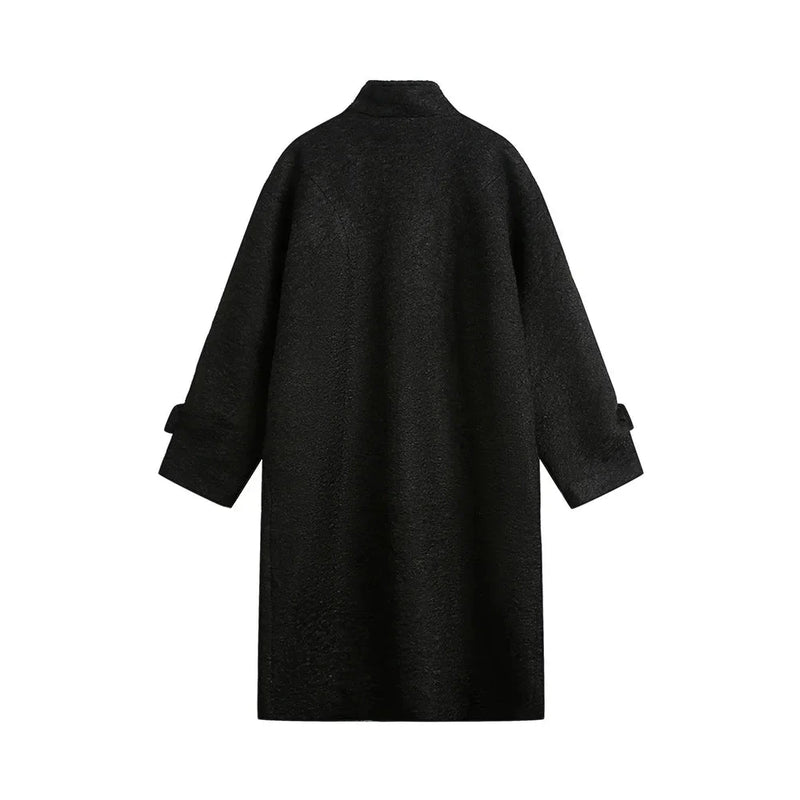 Woolen Coat Men Winter Streetwear Stand collar Single Breasted Outerwear Men