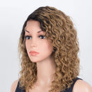 Ombre Gold Short Bob Lace Front Wig Glueless Human Hair T Part Wig Curly Pre Plucked Hairline With Baby Hair
