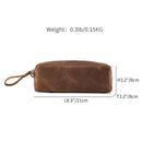 Genuine Leather Pencil Bag Retro Simple Stationery Pouch Storage Bag Zipper Pencil Pouch Portable Pencils Pens Pouch