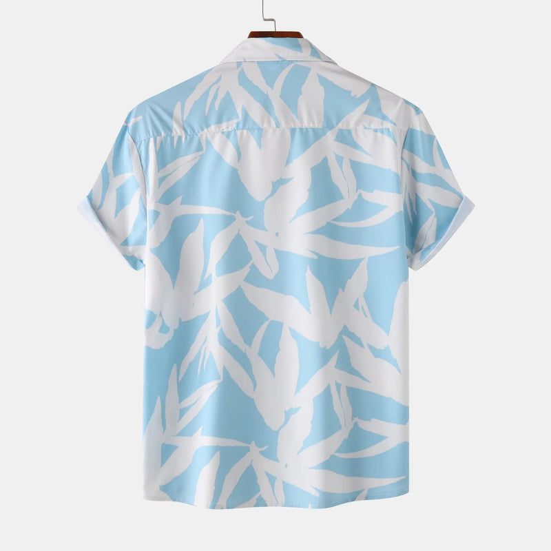 Light Blue Hawaiian Vacation Men's Shirts Short Sleeve Summer Top Casual Men Shirt Beach Seaside Clothing