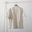 Linen Solid Color Linen Short-sleeved Shirt Men Summer Casual Thin Breathable General Shirt