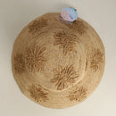 Women Foldable Raffia Bucket Hat with Sunflower Design Wide Brim Summer Beach Sun Hat