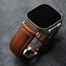 Tough Italian Top Layer Watchband For Apple Watch Ultra2 Thickened Men Vintage Bracelet Brown Strap