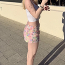 Flowers Skirts Women Mesh Summer Sweet Street Party Casual Holiday Chic Mini Bottoms