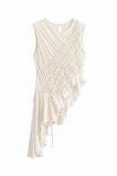 Beige sleeveless dress with ruched details on a white background, Obroi