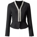Spring Designing Vintage Style Exquisite Beading Rhinestone Chic Slim Outwear Women Retro Short Blazer