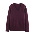 Women Autumn Winter Red Knit Pullover Long Sleeve Casual Basic Sweater