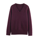 Women Autumn Winter Red Knit Pullover Long Sleeve Casual Basic Sweater
