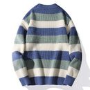 Men's Striped Knitted Sweaters Loose Round Neck Pullovers Style Streetwear Male Jumper Autumn Casual Men Clothing