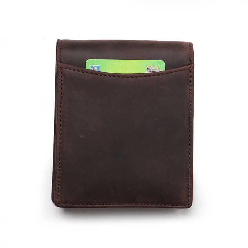 Men's Leather Zipper Foldable Wallet Bank Credit Card Holder Men's Coin Purse Leather Simple Wallet