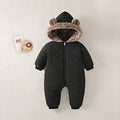 0-2 Y Baby Clothes Fur Lining Boys Rompers Fur Hoodie Girls Jumpsuit Thicken Fleece Toddler Outfit