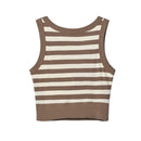 Women's Ribbed Bra Tank Top Tanks Striped Cropped Camisoles Sando Singlet Vest Sleeveless Casual
