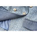 Denim Geometrical Pattern Women Vintage Jeans Slim Blazers Lady Jackets