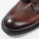 Mens Genuine Leather Motorcycle Boots Casual High Top Shoes Autumn Ankle Boots Men