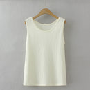 Women Spring Summer Waffle O-Neck Sleeveless Bottoming Vest Oversize Curve Clothes