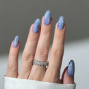 24Pcs Purple Flower Stiletto Round Head Press on Nails False Nails Wearable Full Cover Nail Tips