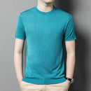Mulberry silk short sleeve blue summer Women pullovers T-shirt