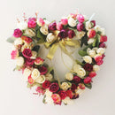 Valentines Wreath For Front Door Heart Shape Artificial Rose Flower Garland Silk Hanging Decoration