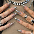 Bead Beige Red Black Stars Halo Dyeing Press on Nails