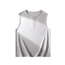 White sleeveless shirt with button details on a white background, Obroi