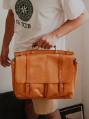 Handmade vegetable tanned men's women's briefcase casual luxury genuine leather laptop handbag