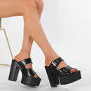 Heeled Sandals for Women Dress Pumps Double Buckle Strap Design High Heels Sandals