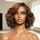 Body Wave Bob Wig Human Hair Highlight Lace Front Human Hair Curly 4/27 Frontal Wig 220% Denisity