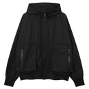 Men Hip Hop Streetwear Loose Hoodies Fleece Jacket Big Pocket Zip Up Turtleneck Jacket