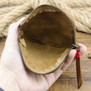 Leather Coin Purse For Women Men Vintage Handmade Wallet Mini Card Holder Bag,