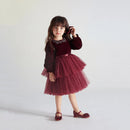 Christmas Formal Dress for Kids Girl Children Girls Patchwork Red Tulle Layered Ball Gown for Pageant Ceremony Carnival