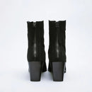 Women Boots Women's Shoes Black Leather Suede Ankle Boots Women High Heels Female Booties