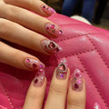 Red Retro Almond Shape False Nails Detachable Finished Fake Nails Press on Nails