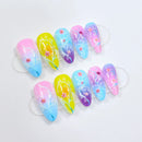 Summer Almond False Nails Flowers Design Flower Press On Nails Almond