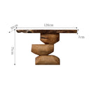 Wooden table with dimensions labeled on a white background, Obroi