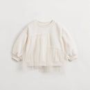 Girls Cotton Patchwork Mesh Sweatshirt Jacket Kids Top for Spring