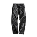 Spring Autumn Men Tide Dark Texture Zippers Pleated Leather Pants Punk Ins