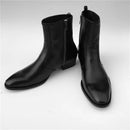 Men Real Picture Leather Chelsea style Slim Fit Zipper Boots