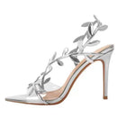 Golden Ankle Strap Stilettos Woman Pointed Toe High Heels Luxury Sandals Party Dress Shoes