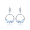 Sky Blue Statement Dangle Earrings in 925 Sterling Silver Handmade Circle Earrings Gift For Her