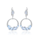 Sky Blue Statement Dangle Earrings in 925 Sterling Silver Handmade Circle Earrings Gift For Her