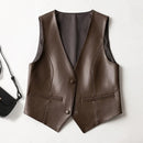 Autumn Split Vest Jacket Women Short Casual Ladies Sleeveless V-neck Waistcoat Tops