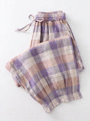 Plaid Bloomers Women Casual Pants