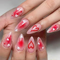 Sweet Heart Star Glossy Medium Almond Nails 24Pcs Valentine's Day Blush Ombre Women's Press On Nails