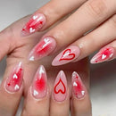 Sweet Heart Star Glossy Medium Almond Nails 24Pcs Valentine's Day Blush Ombre Women's Press On Nails