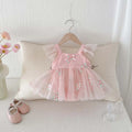 Children's summer jumpsuit yarn skirt cute bow knot mesh skirt baby hundred day princess dress