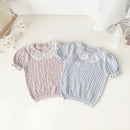 Baby Knitted T-shirt Toddler Gilrs Summer Hollow Out Shirts Children Clothing 0-4Y