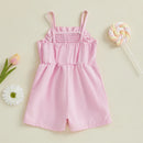 Kids Baby Girl Summer Jumpsuit Sleeveless Spaghetti Romper Shorts Infant Playsuit 1-5T