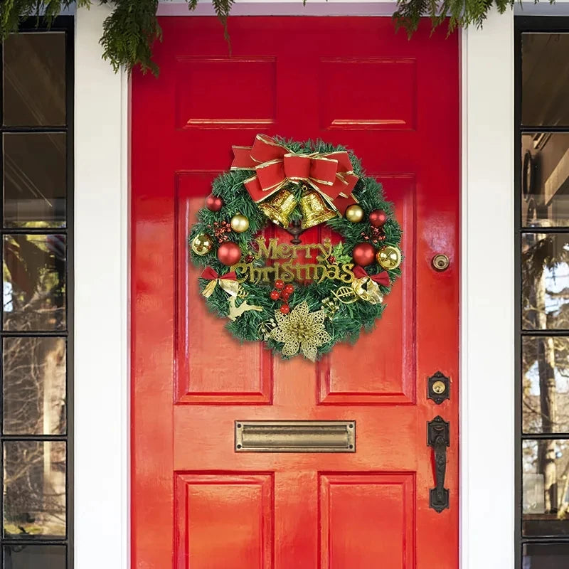 30cm Christmas Wreath Xmas Door Garland Hanging Ornaments Merry Christmas Decoration